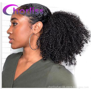 Best Selling Natural Color Wholesale Water Wave Synthetic Hair Drawstring Curly Ponytails Extentions For Black Women